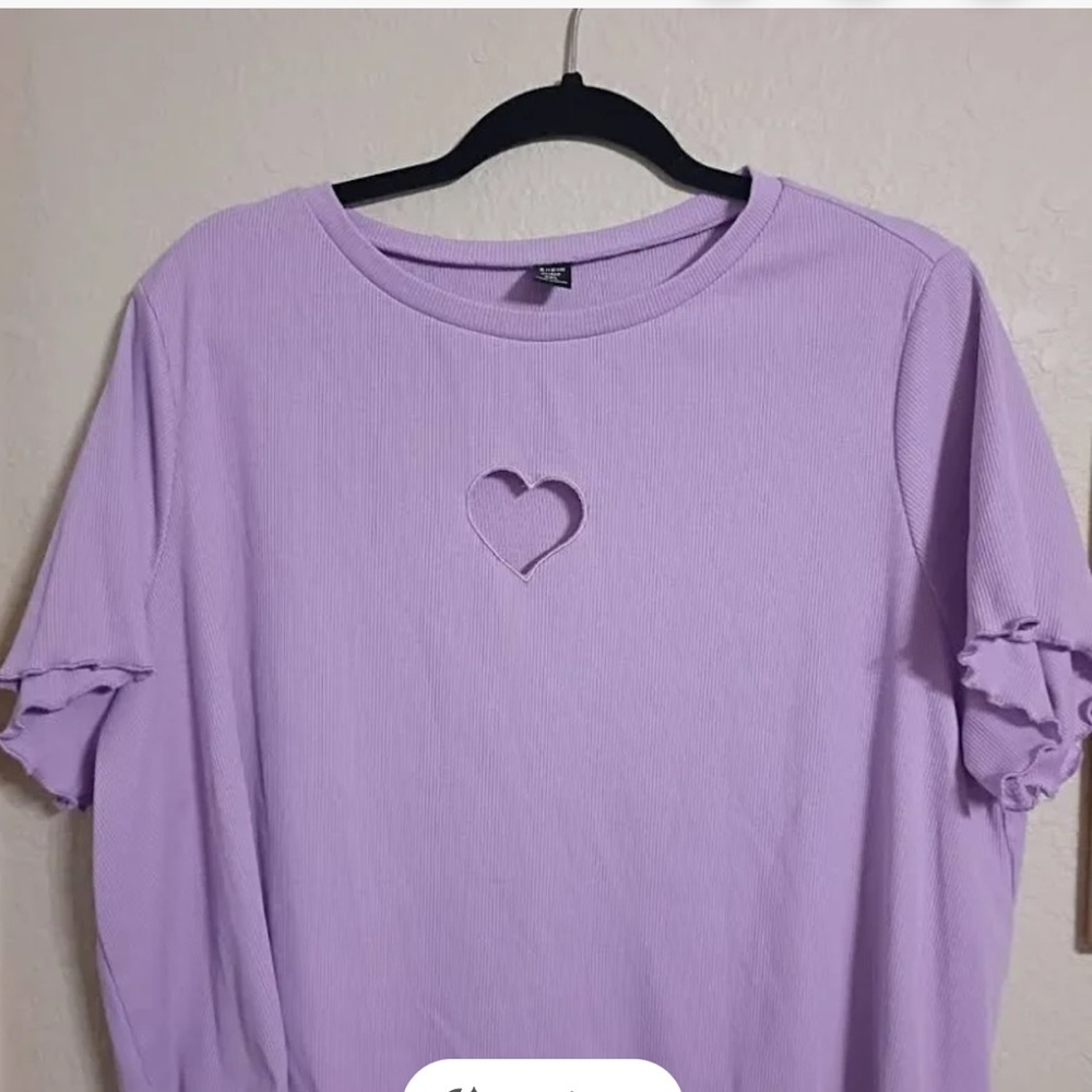 SHEIN Lavender Crop Top with Heart Detail